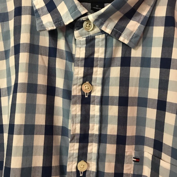 Tommy Hilfiger Blue & White Plaid LS Button Down Mens Medium M - Picture 4 of 12